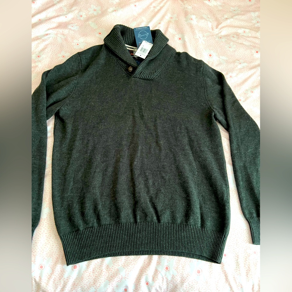 NWT Weatherproof Vintage Pine Green Denim Men's Sweater  Size Medium